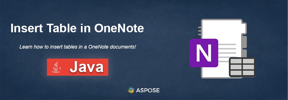 إدراج جدول في OneNote باستخدام Java | جدول OneNote Java