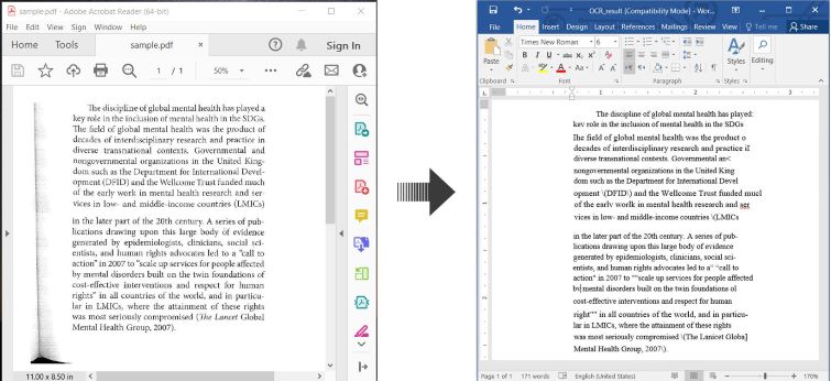 OCR PDF وتحويل PDF الممسوح ضوئيًا إلى Word في C#