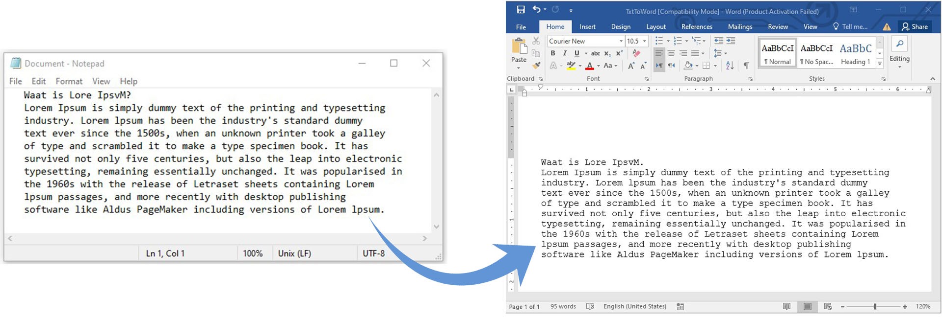 تحويل TXT إلى Word DOCX في بايثون