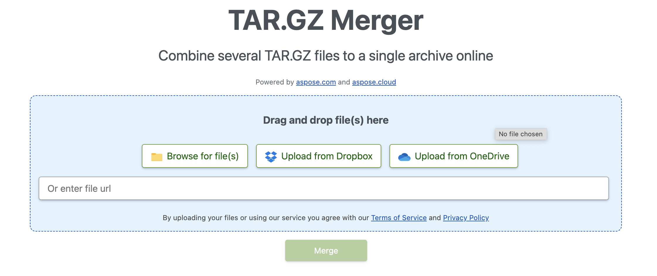 دمج ملفات TAR.GZ - أداة عبر الإنترنت