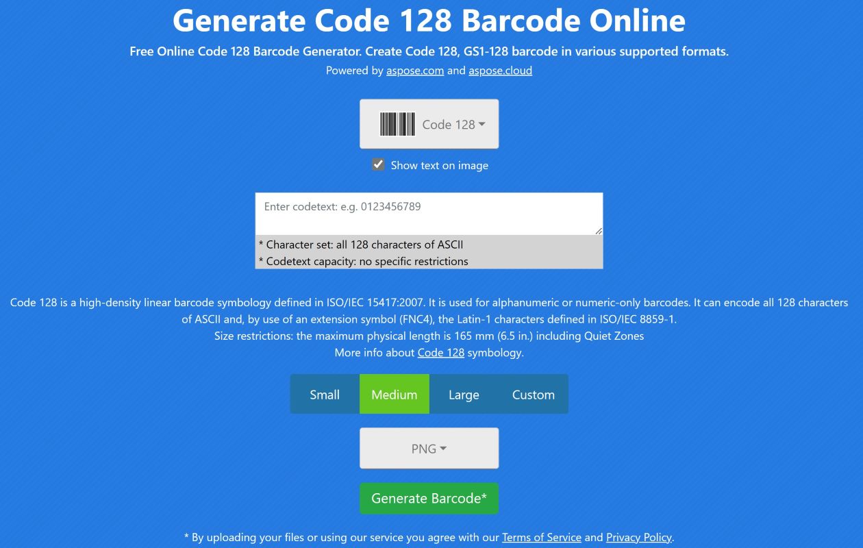 Barcode 128 Generator, GS1 128 Barcode