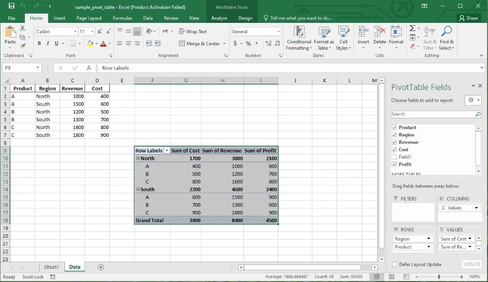 Calculated field in Excel Pivot Table