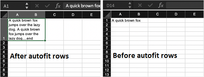 autofit rows in merged cells in Excel