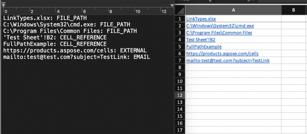 Program output vs template Excel file