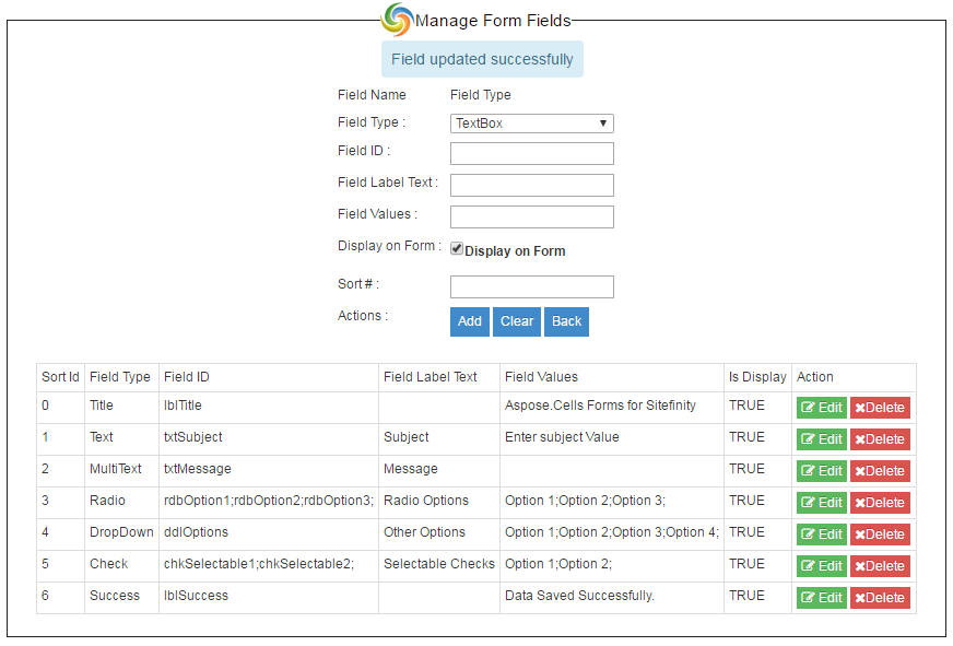 Froms Builder for Sitefinity