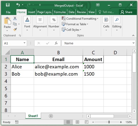 Mail Merge z Excelu v C# - Výstup