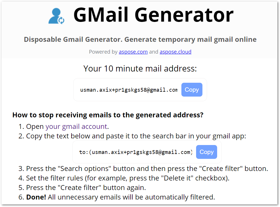 Vytvořte falešný Gmail