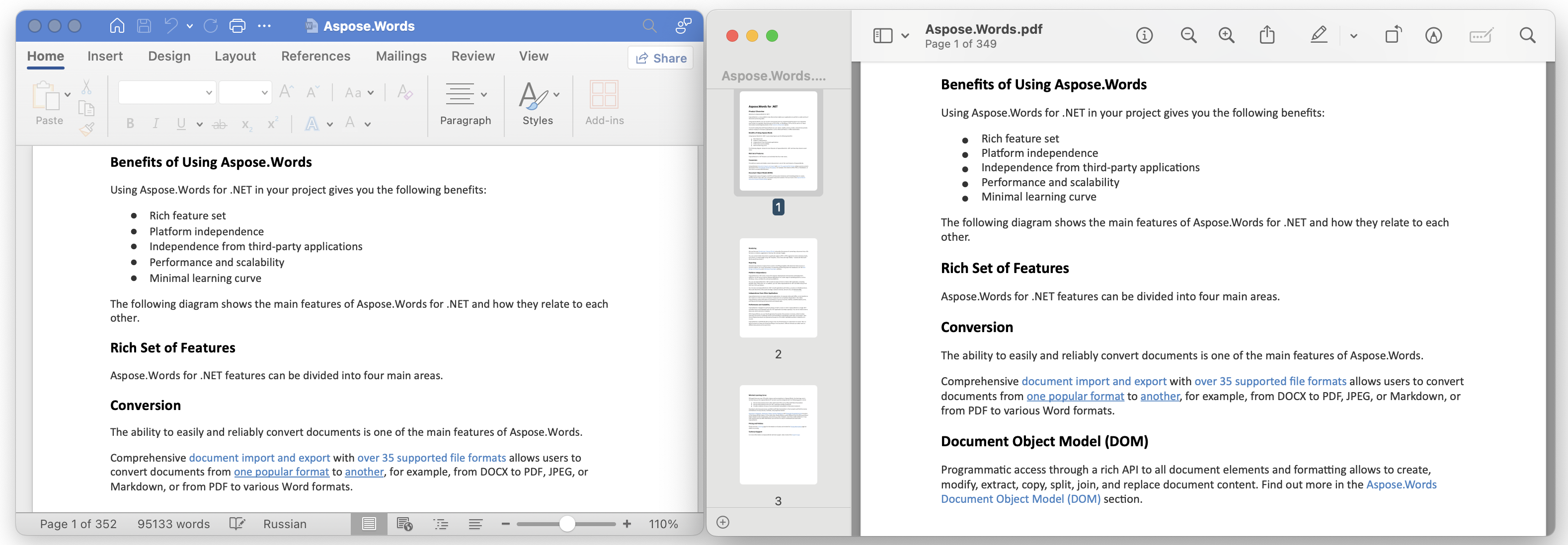 Konverze js uzlu Aspose Words | Převést DOCX na uzel js PDF