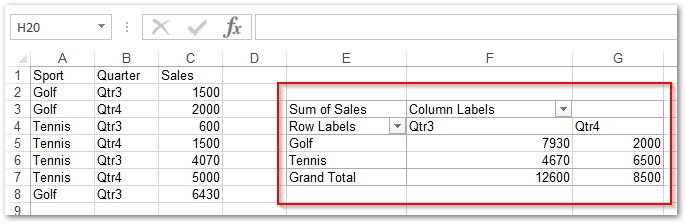 Erstellen Sie eine Pivot Tabelle in Excel in node.js