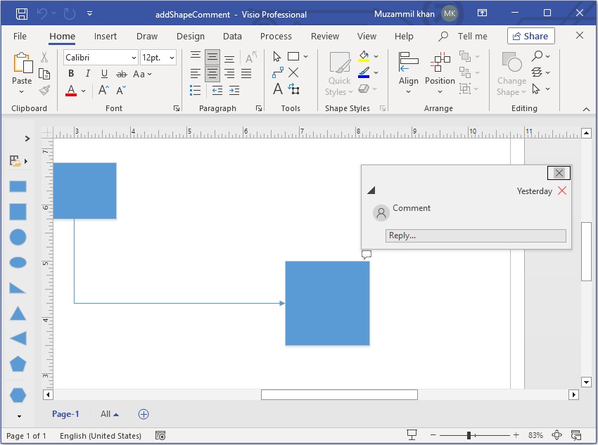 Add Comments to Shape in Visio Diagram using Python
