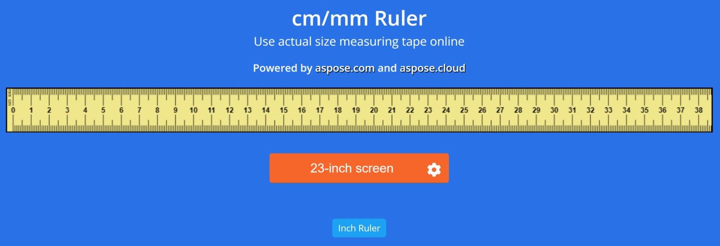 Ruler Inch , Centimeter and Millimeter Scale with Numbers for Apps