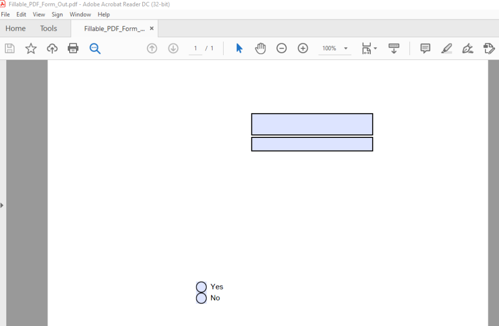 تصویر فایل PDF تولید شده توسط کد نمونه