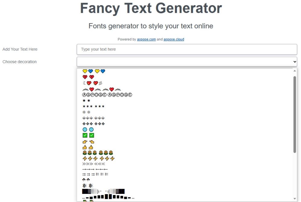 Fancy Text Generator Styles.