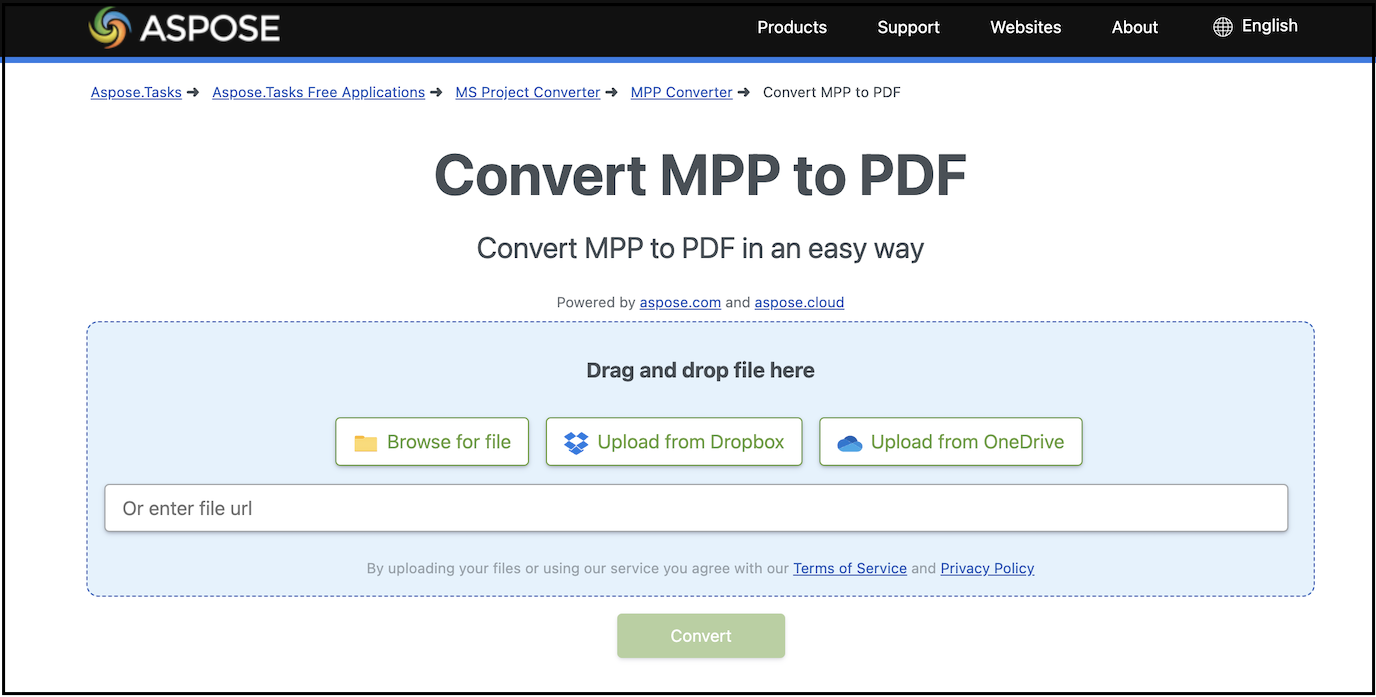 Conversion MPP en PDF gratuite en ligne