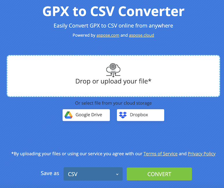 GPX to CSV Online Converter