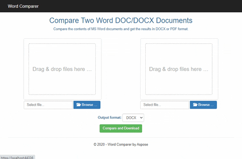 השווה את Word DOCX ב-ASP.NET
