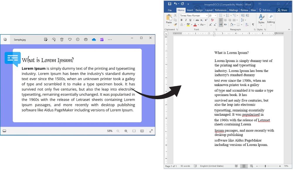 Convert JPG Text to Word menggunakan Python.