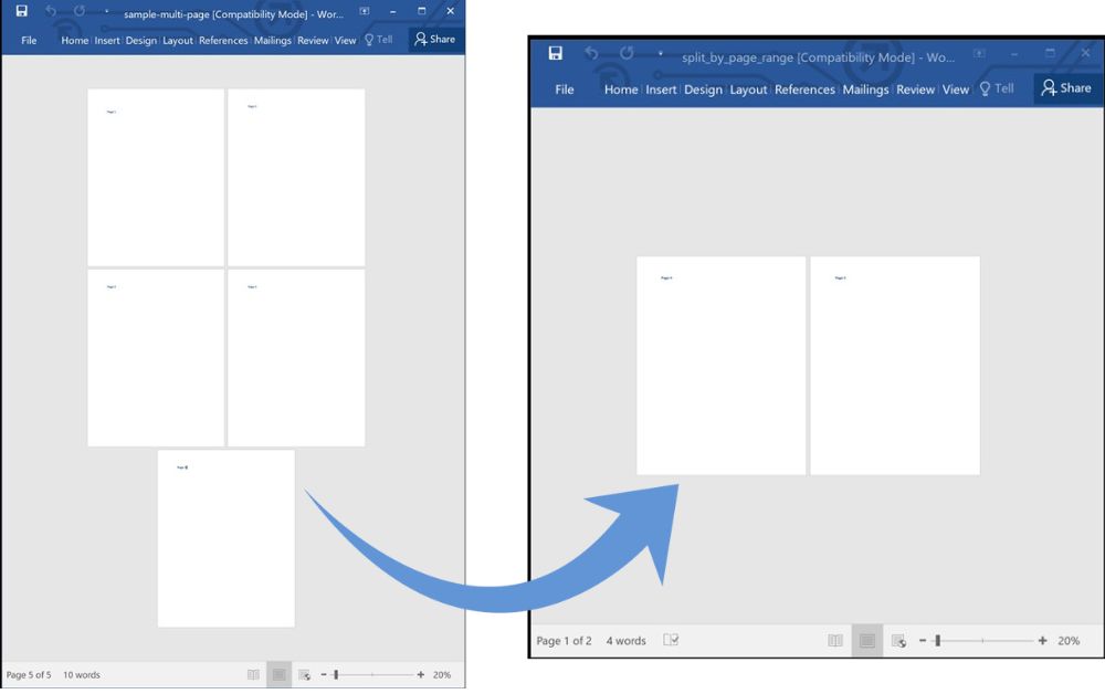 Estrai una gamma di pagine da un file Word in C#