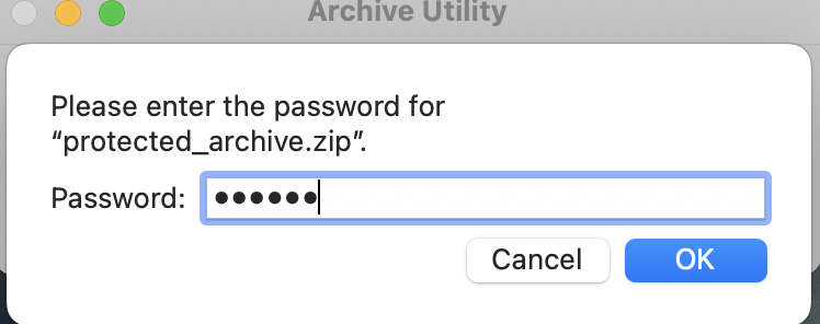 aggiungi la password al file zip