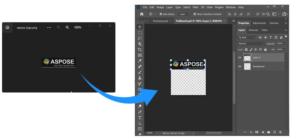 CSharp を使用して PSD 内のイメージから新しいレイヤーを作成