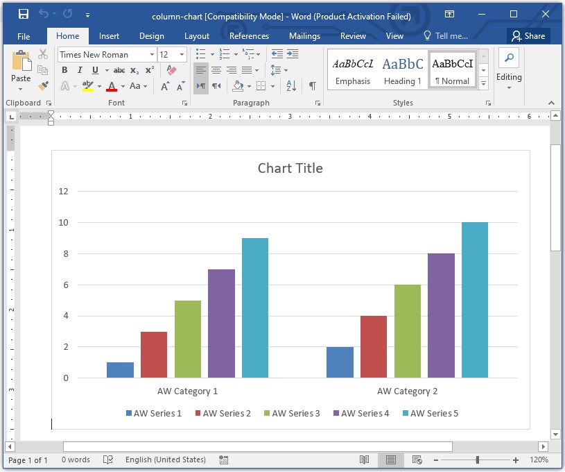 C#を使用してWord文書に縦棒グラフを作成する。