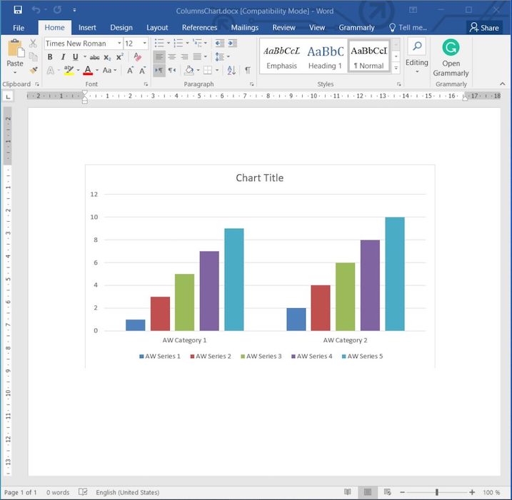 Create Column Charts in Word Documents using Python.