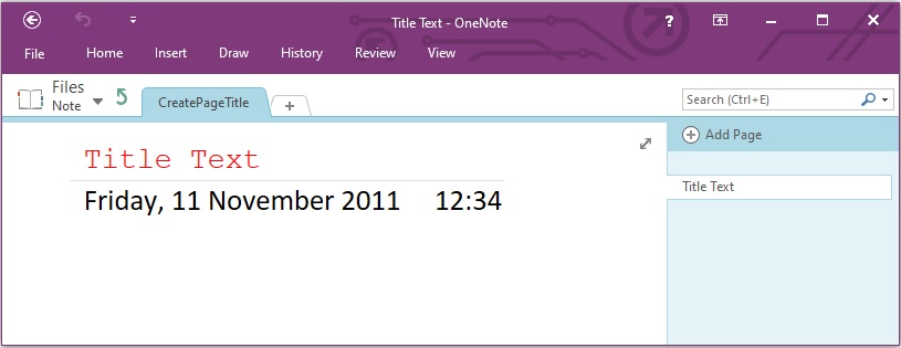 Create OneNote Page Title with Text Style in C#