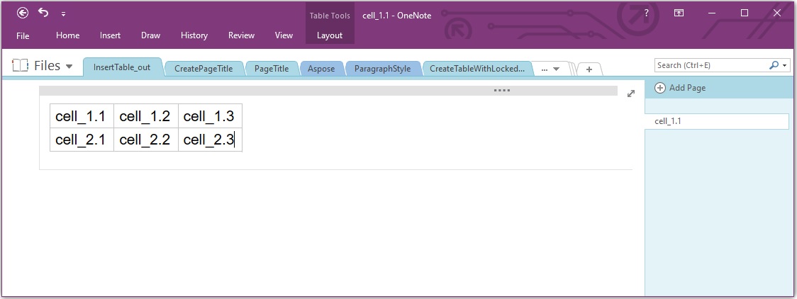 Insert a Table in OneNote using C#