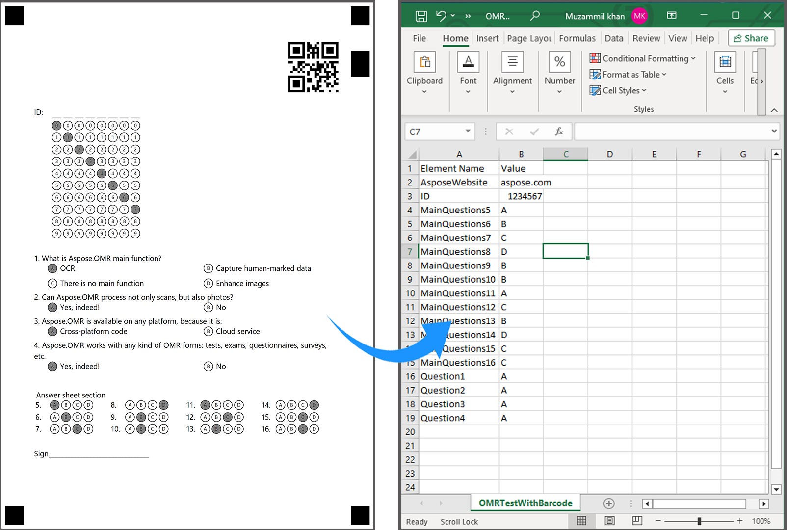 Read OMR Sheet with Barcode in C#