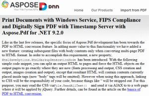 Aspose DNN PDF Imported Content