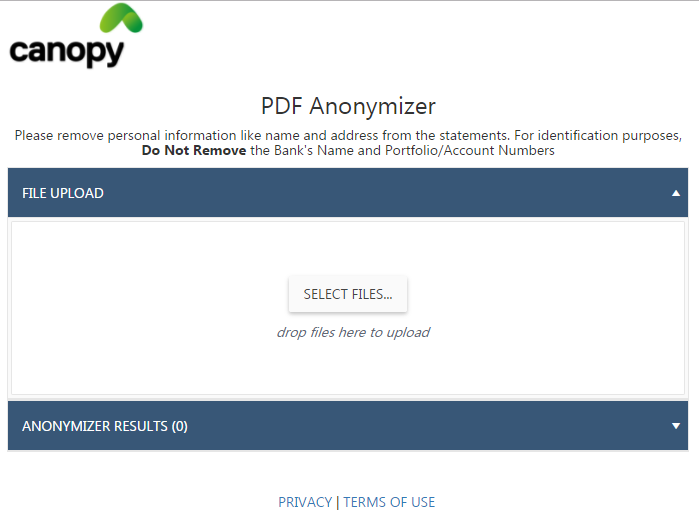 PDF anonymizer file upload preview