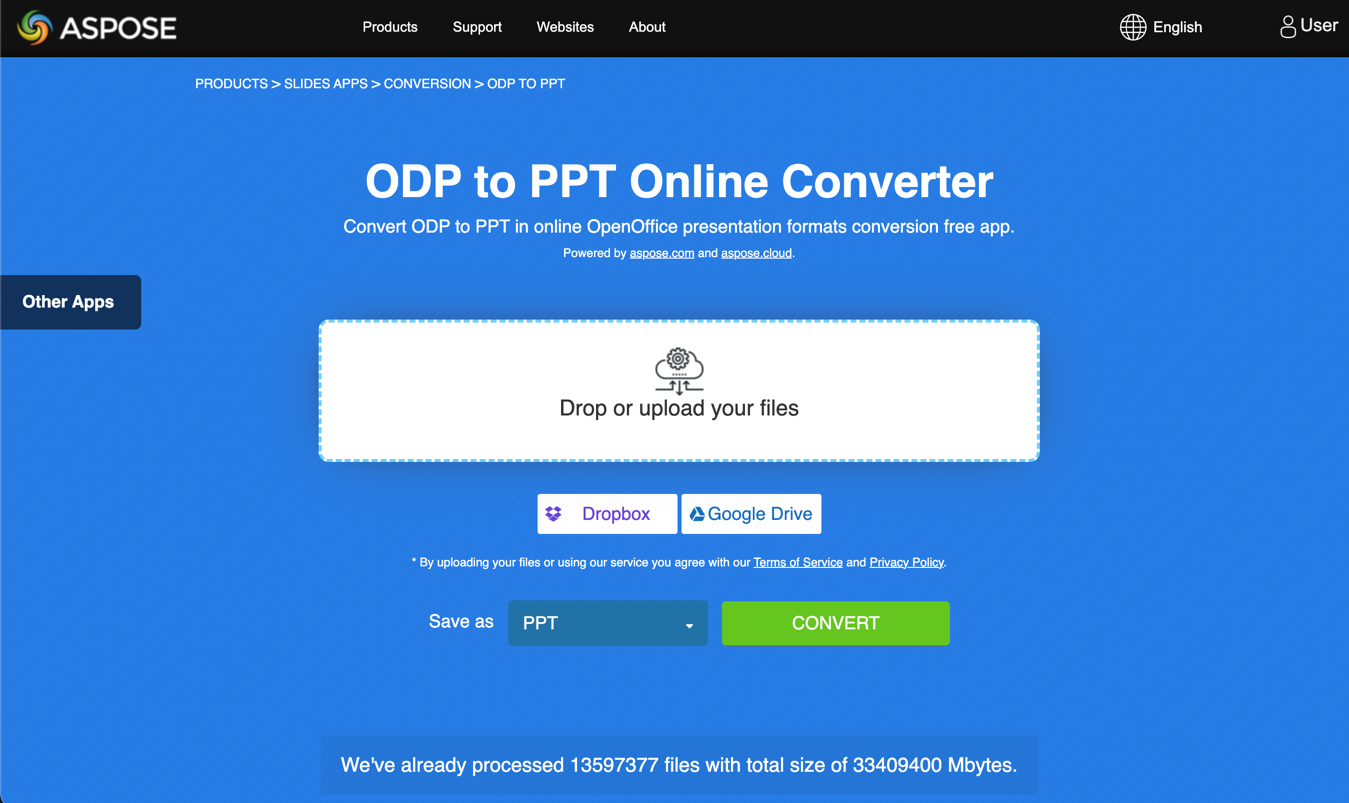 Conversor on-line ODP para PPT
