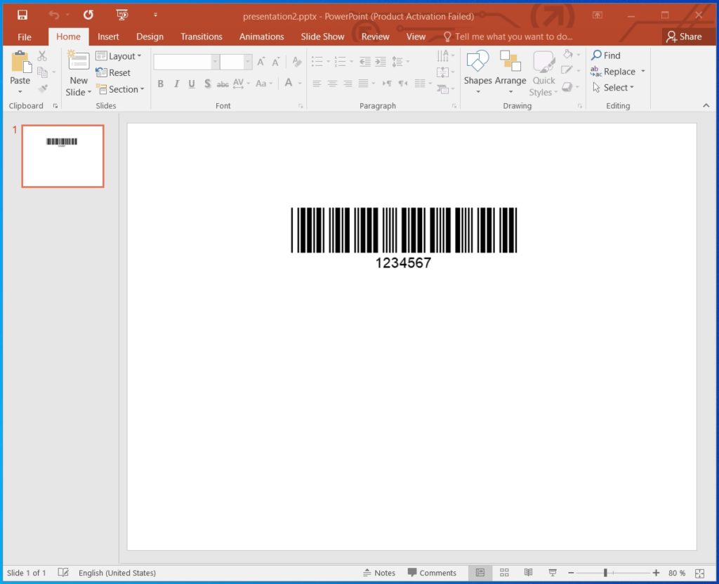 Add Barcode to PowerPoint Presentation in C#.