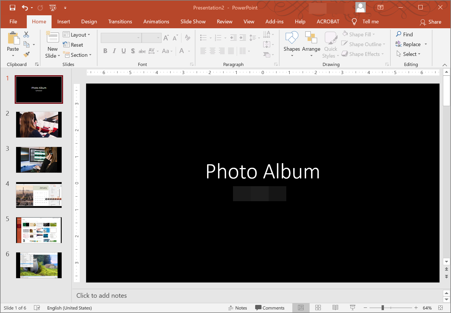 Images in a PowerPoint presentation