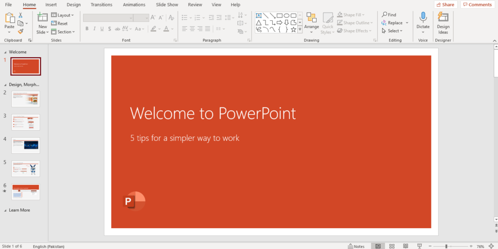 Merged PowerPoint presentation with selected slides added