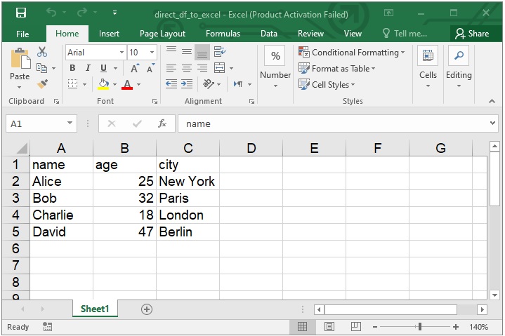 Konvertera DataFrame till Excel Direkt med Aspose.Cells