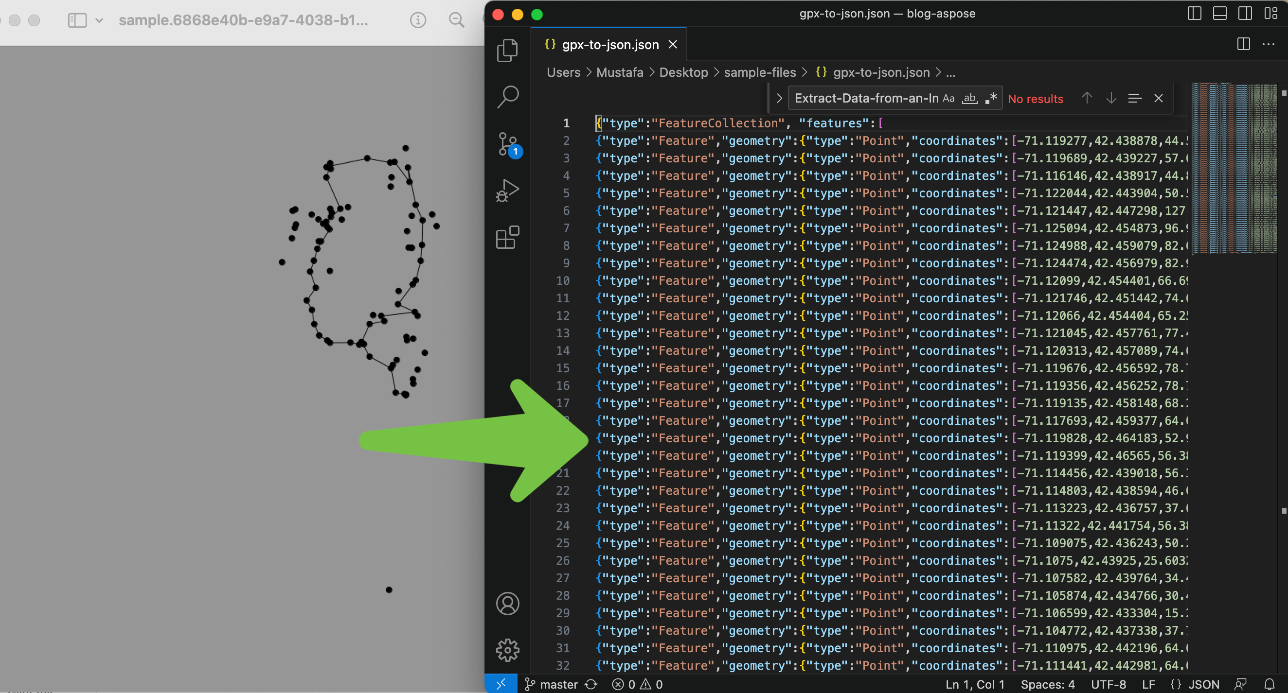 gpx till json konverterare