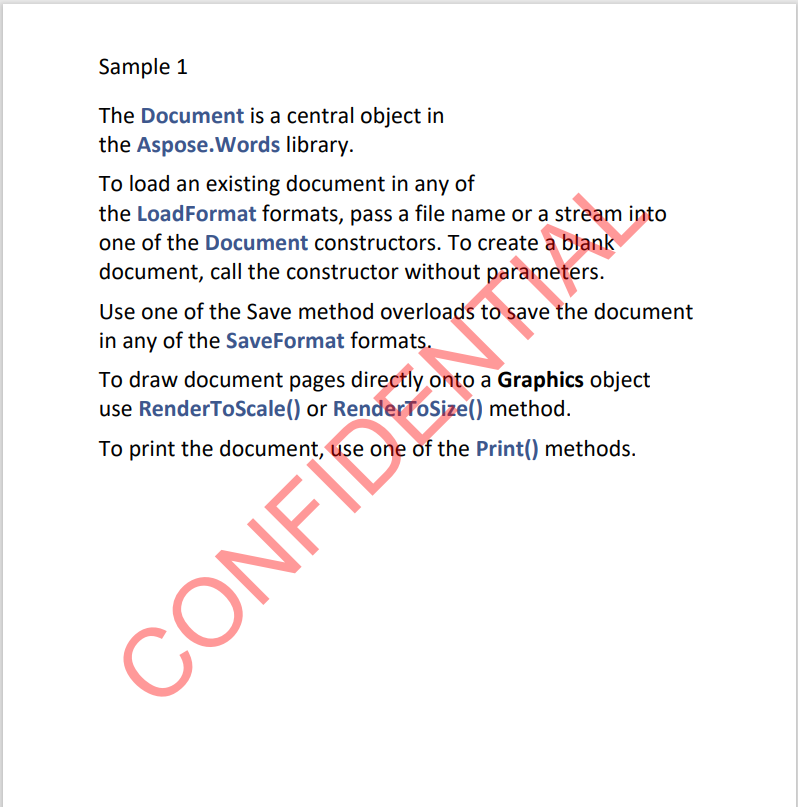 Bild av den utgående PDF-filen som genereras av exempelkoden