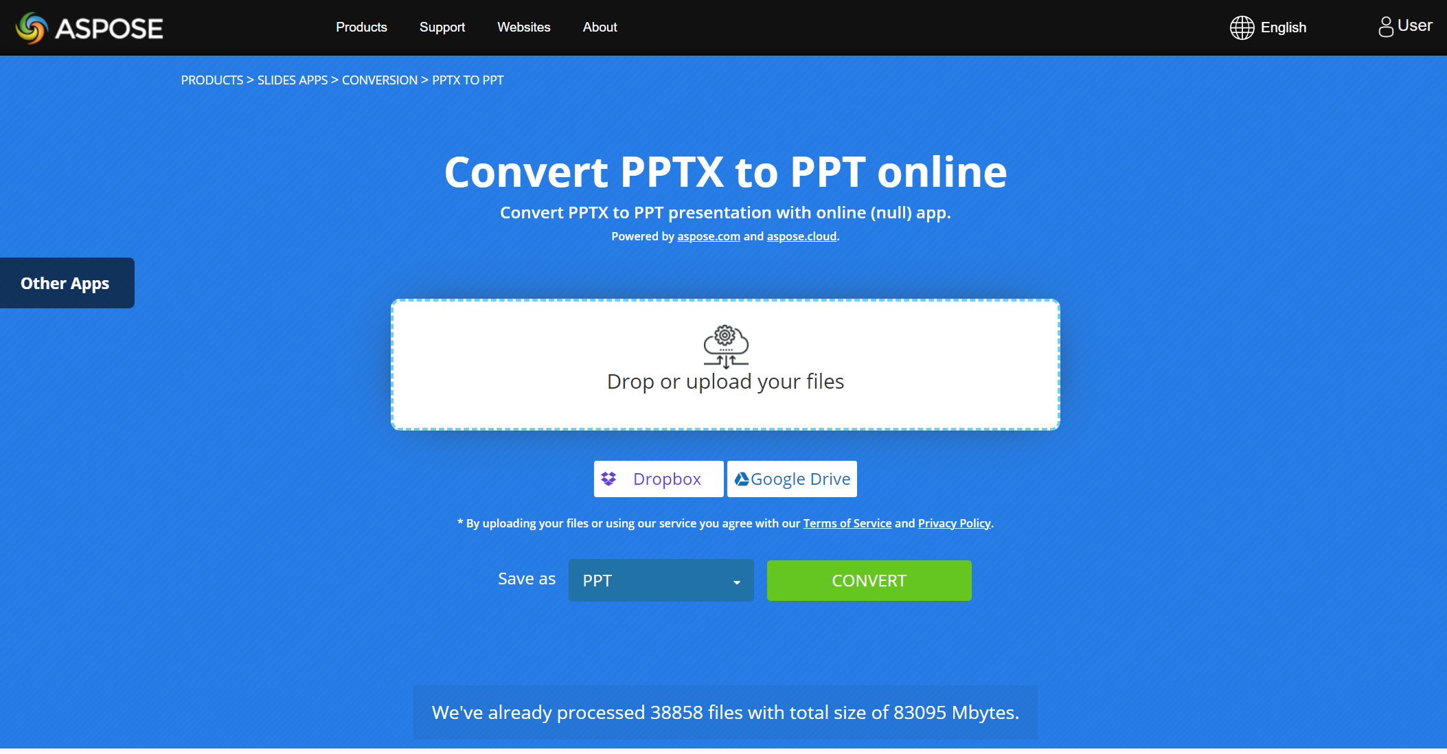 Aspose Online PPTX till PPT Converter