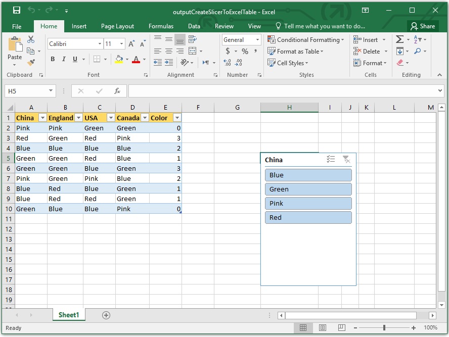 สร้าง Slicer สำหรับตาราง Excel โดยใช้ C#
