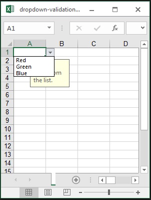 การสร้างการตรวจสอบรายการแบบเลื่อนลงใน Excel โดยใช้ C#