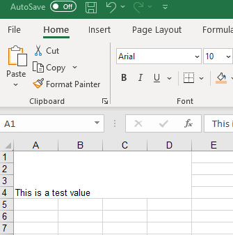 รูปภาพของไฟล์ Excel เอาต์พุตที่สร้างโดยโค้ดตัวอย่าง