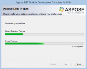 Aspose DNN create project component download