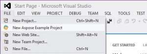 Aspose Visual Studio Plugin Launch from File Menu