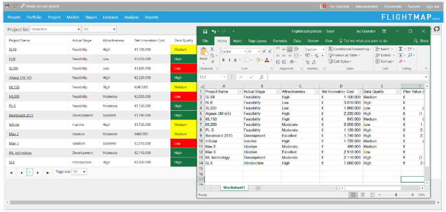 Preview of Excel export using Aspose.Cells for .NET