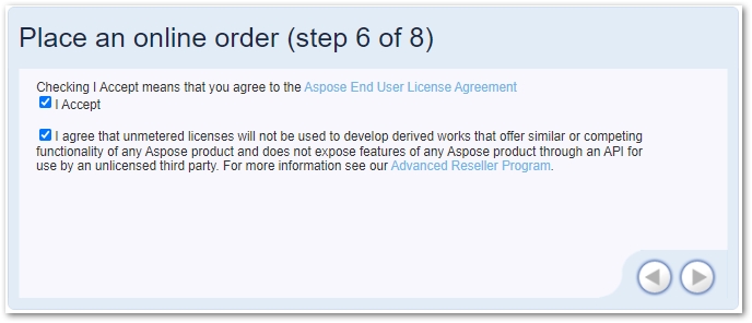 Accept Aspose agreement