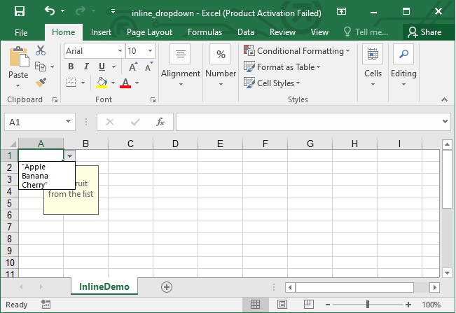 Excel'de Satır İçi Liste Açılır Menüsü Oluşturun