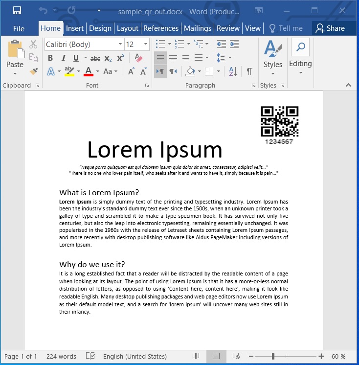 Add QR Code to Word Document using C#.
