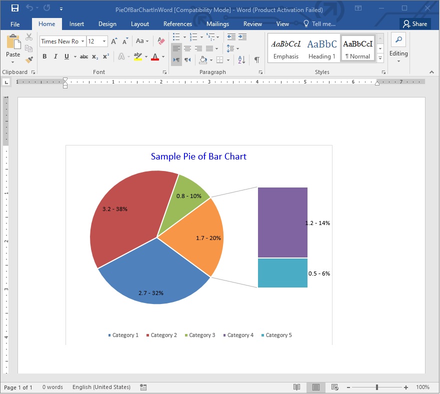 How to Create a Pie of Bar Chart in Word using Python