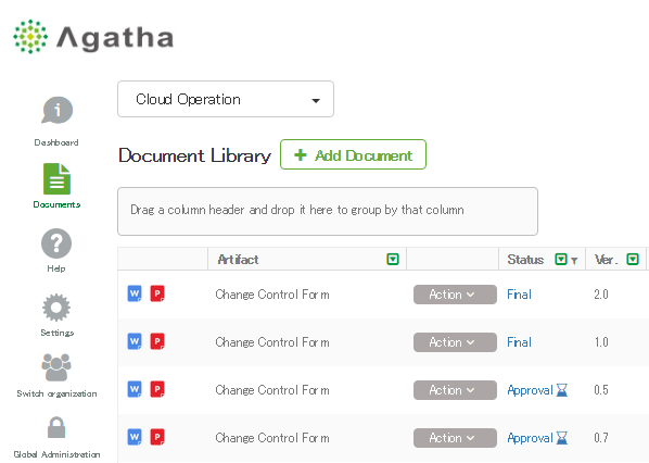 Word documents in Agatha with associated PDF files